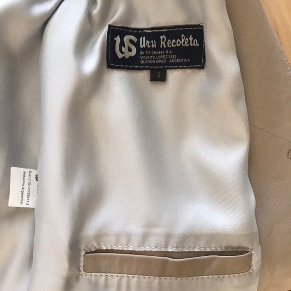 Taupe real leather jacket - Picture 4 of 10